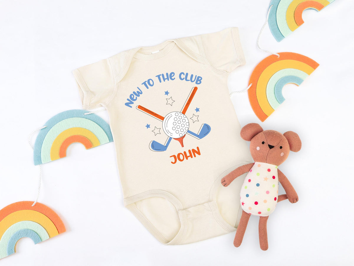 Golf Baby Bodysuit, Custom Baby Gift for Dad, New to the Club Bodysuit, Cute Baby Outfit, Golf Themed Baby ShowerBodysuit