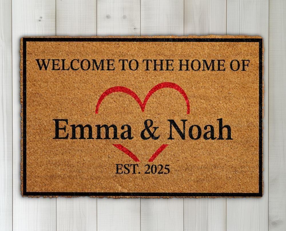 Welcome to the Home Couple Doormat, Custom Established Date & Names Door Mat