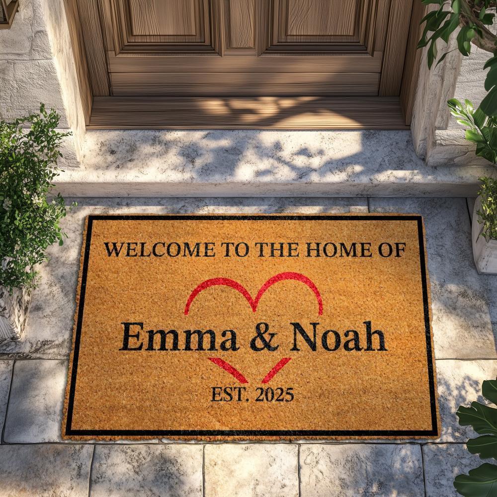 Welcome to the Home Couple Doormat, Custom Established Date & Names Door Mat