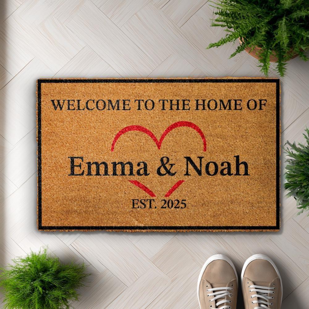 Welcome to the Home Couple Doormat, Custom Established Date & Names Door Mat