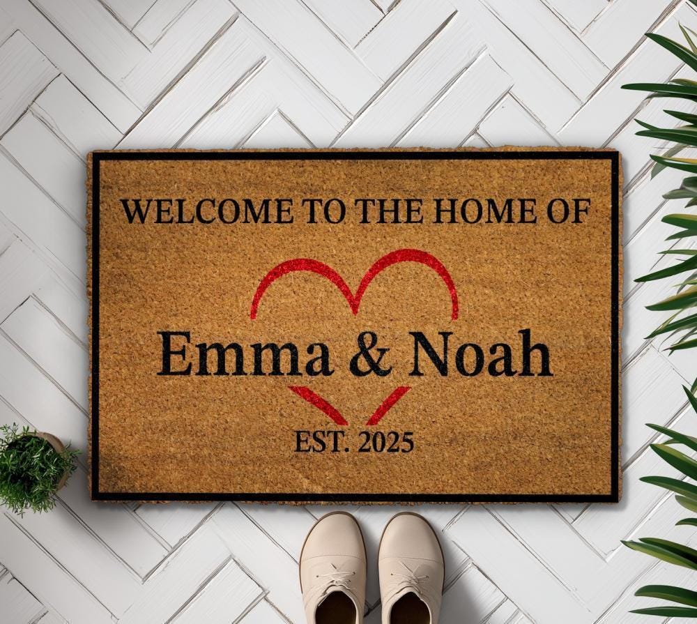 Welcome to the Home Couple Doormat, Custom Established Date & Names Door Mat