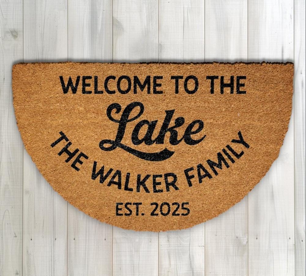 Welcome To The Lake Family Doormat, Personalized Last Name & Est Year Welcome Mat