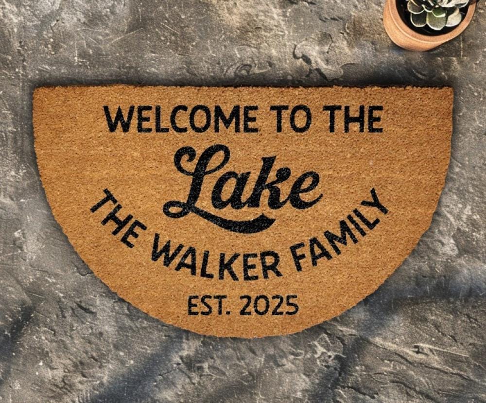 Welcome To The Lake Family Doormat, Personalized Last Name & Est Year Welcome Mat