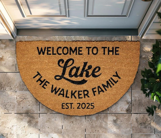 Welcome To The Lake Family Doormat, Personalized Last Name & Est Year Welcome Mat