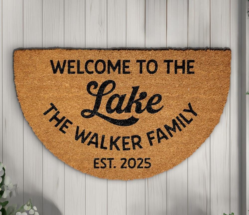 Welcome To The Lake Family Doormat, Personalized Last Name & Est Year Welcome Mat