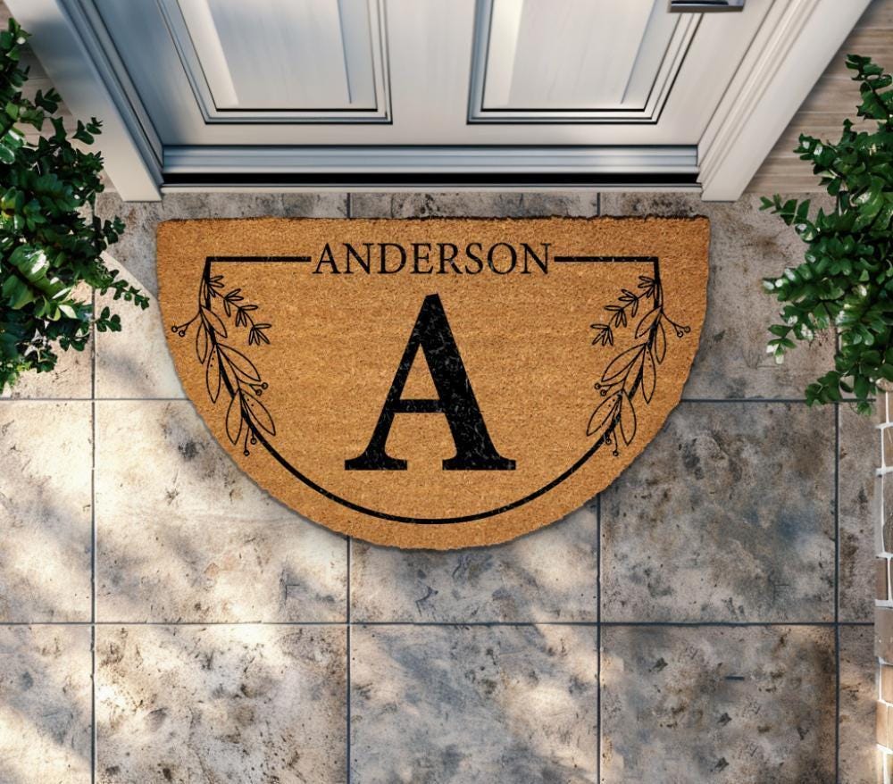 Personalized Coco Doormat, Custom Initial Door Mat, Family Name Mat, Last Name Coir Mat