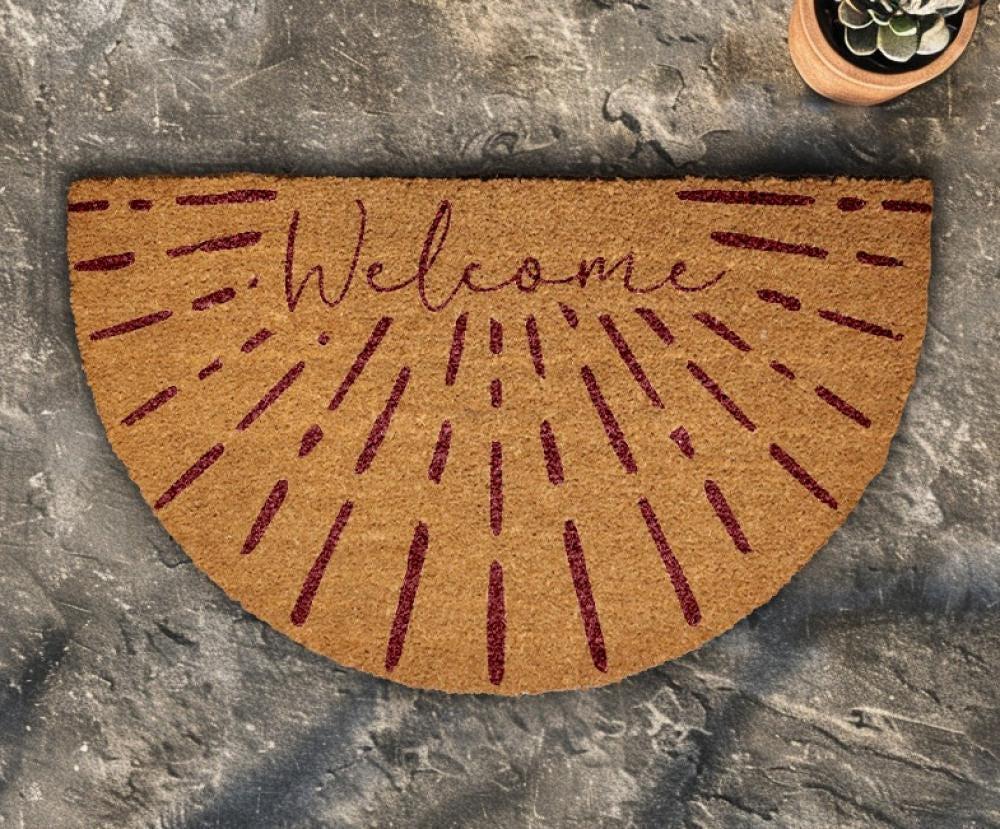 Sunburst Welcome Mat, Mid-Century Modern Doormat, Sun Ray Design Home Decor