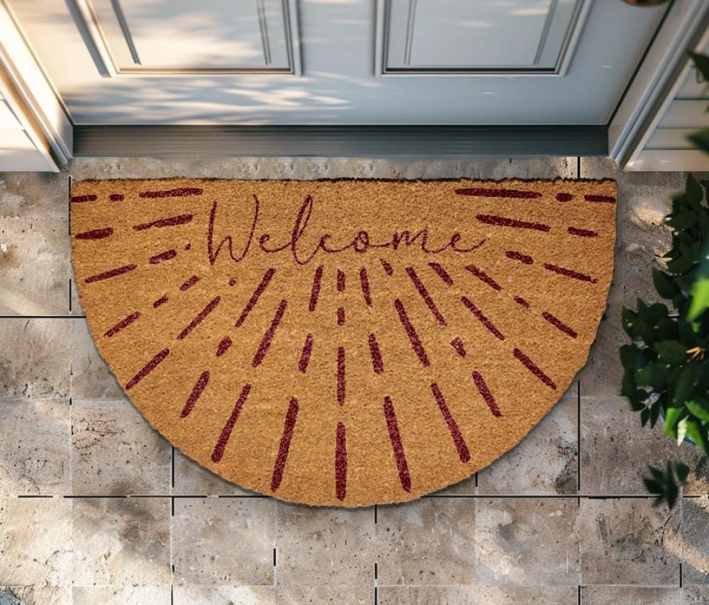 Sunburst Welcome Mat, Mid-Century Modern Doormat, Sun Ray Design Home Decor