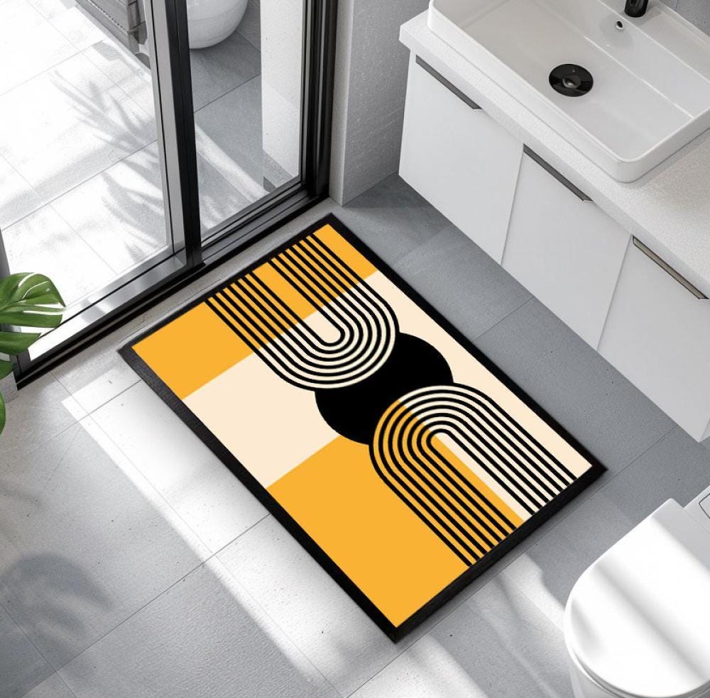 Mid-Century Modern Doormat, Retro Minimalist Design Home Decor