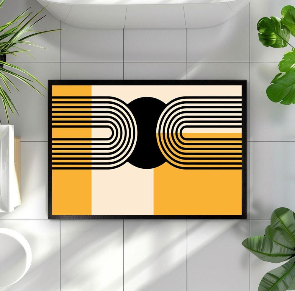 Mid-Century Modern Doormat, Retro Minimalist Design Home Decor
