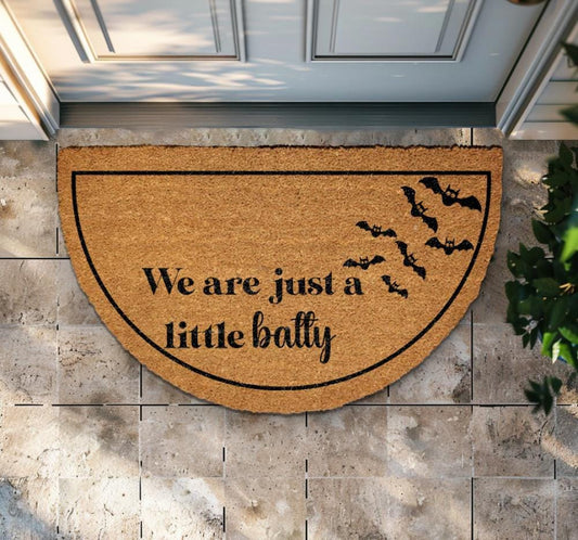 We Are Just a Little Batty Doormat, Funny Halloween Welcome Mat, Spooky Housewarming Gift
