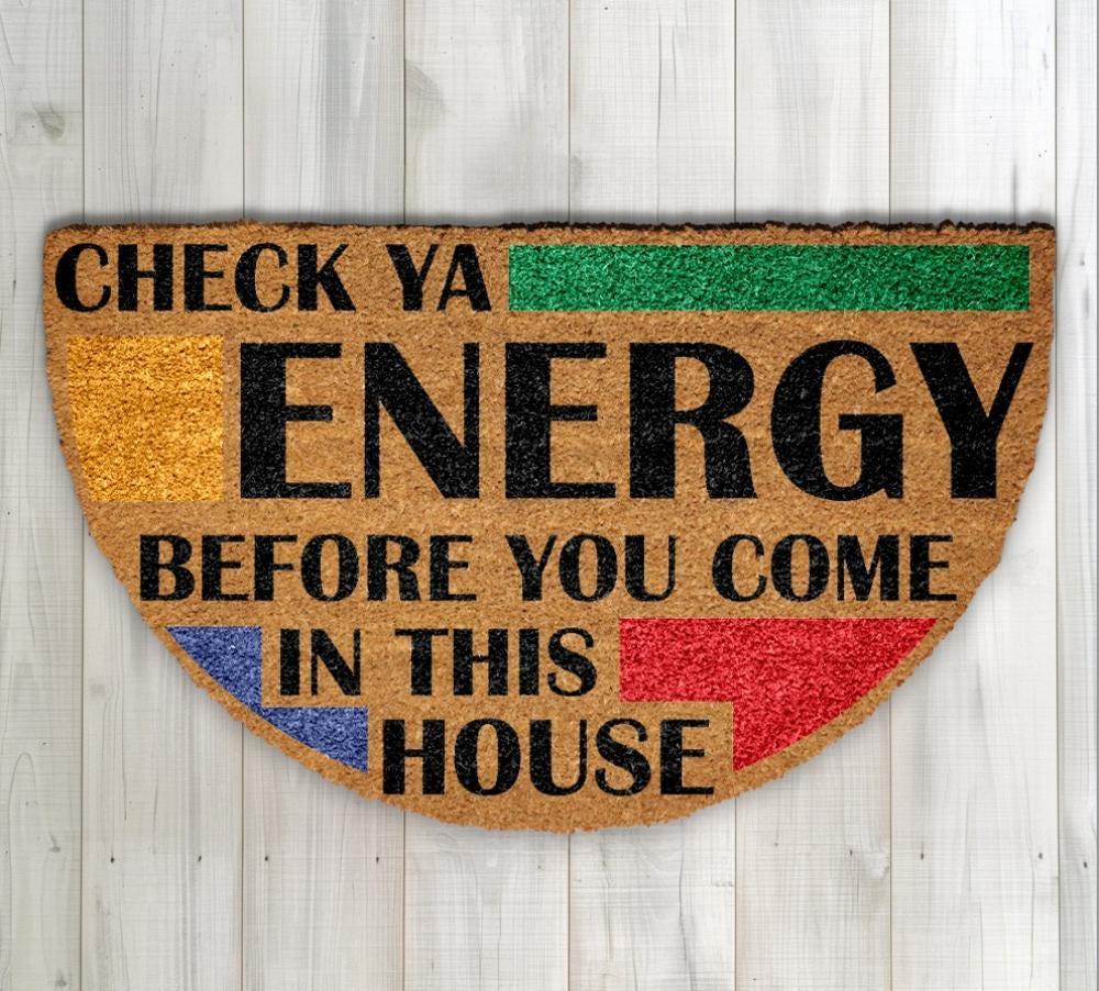 Check Ya Energy Doormat, Manifestation Welcome Mat, Boho Spiritual Home Decor