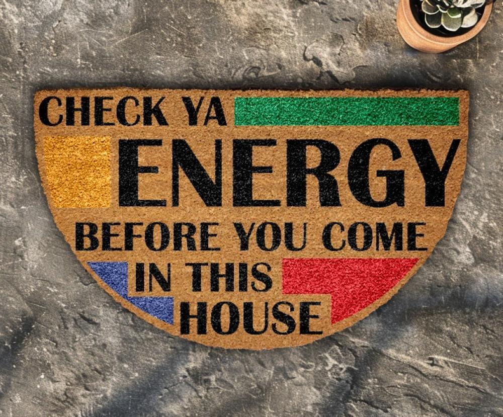 Check Ya Energy Doormat, Manifestation Welcome Mat, Boho Spiritual Home Decor