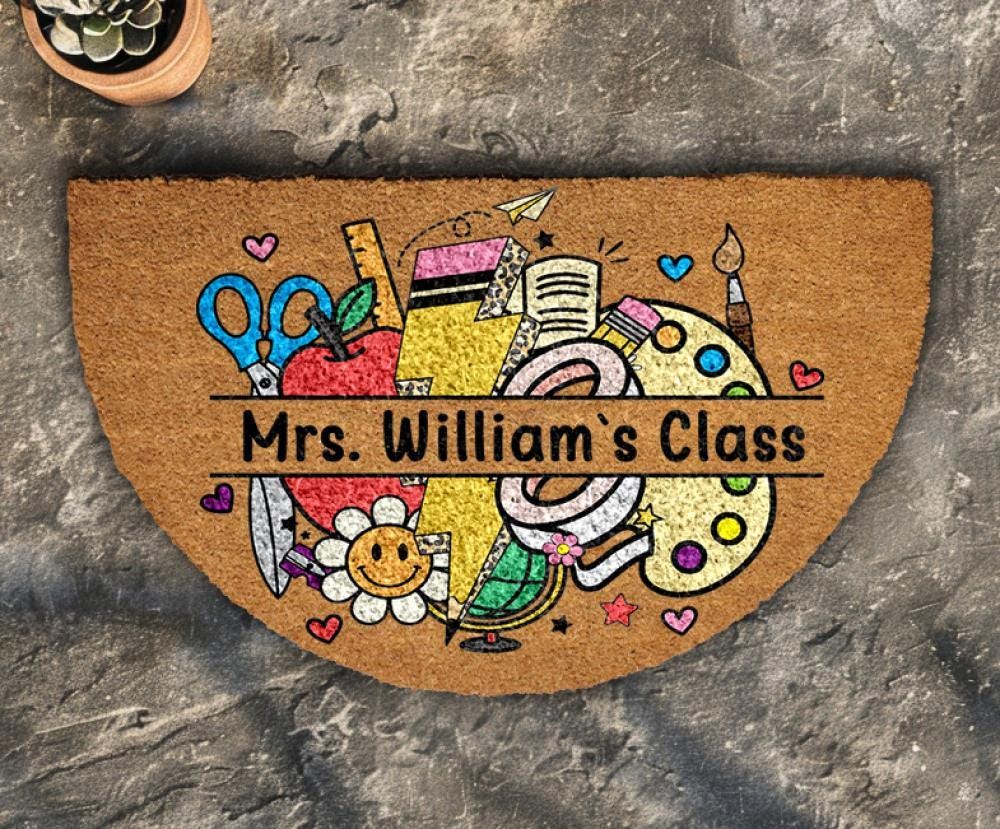 Personalized Teacher Name Doormat, Back to School Decor, Custom Classroom Welcome Mat