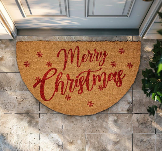 Merry Christmas Door Mat, Cute Xmas Front Porch Rug, Holiday Season Welcome Mat