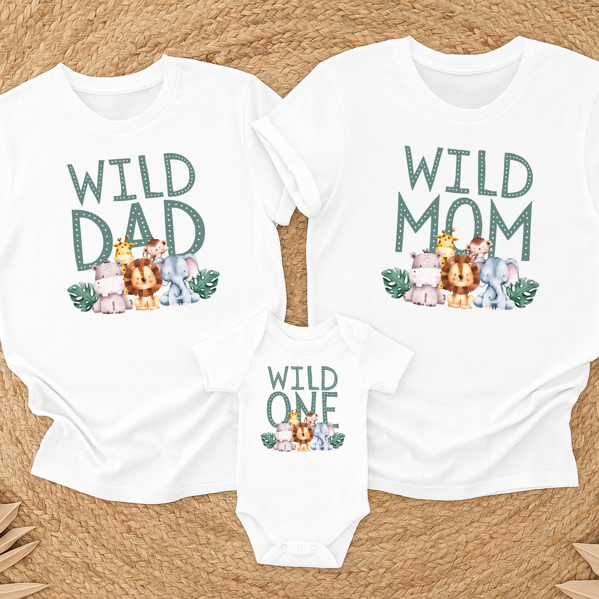 Wild One Family Shirt, 1st Birthday T-shirt, Custom Kids Animal Birthday Tee, Wild One Baby Birthday Of Mama And Dada Sweatshirt