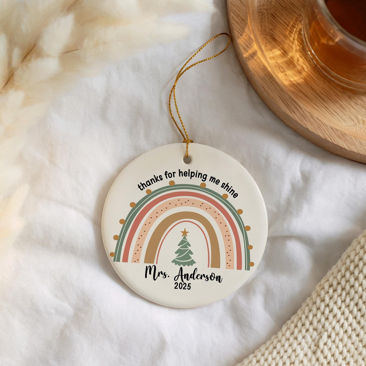 Customizable Teacher Ceramic Ornament, Teacher Appreciation Gift, Teacher Thank You Keepsake