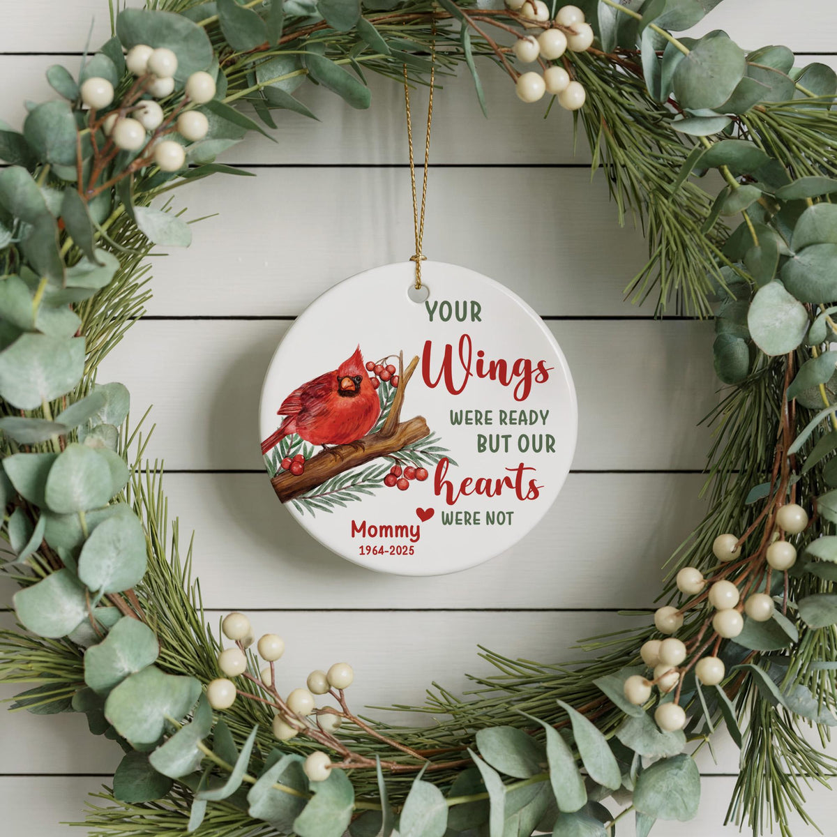 Personalized In Loving Memory Keepsake, Cute Cardinal Theme Memorial Ornament