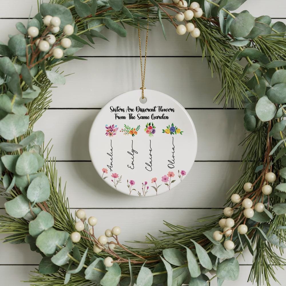 Customizable Birth Flower Ceramic Ornament