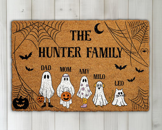Personalized Halloween Doormat, Custom Family Name Welcome Mat, Spooky Family Home Decor