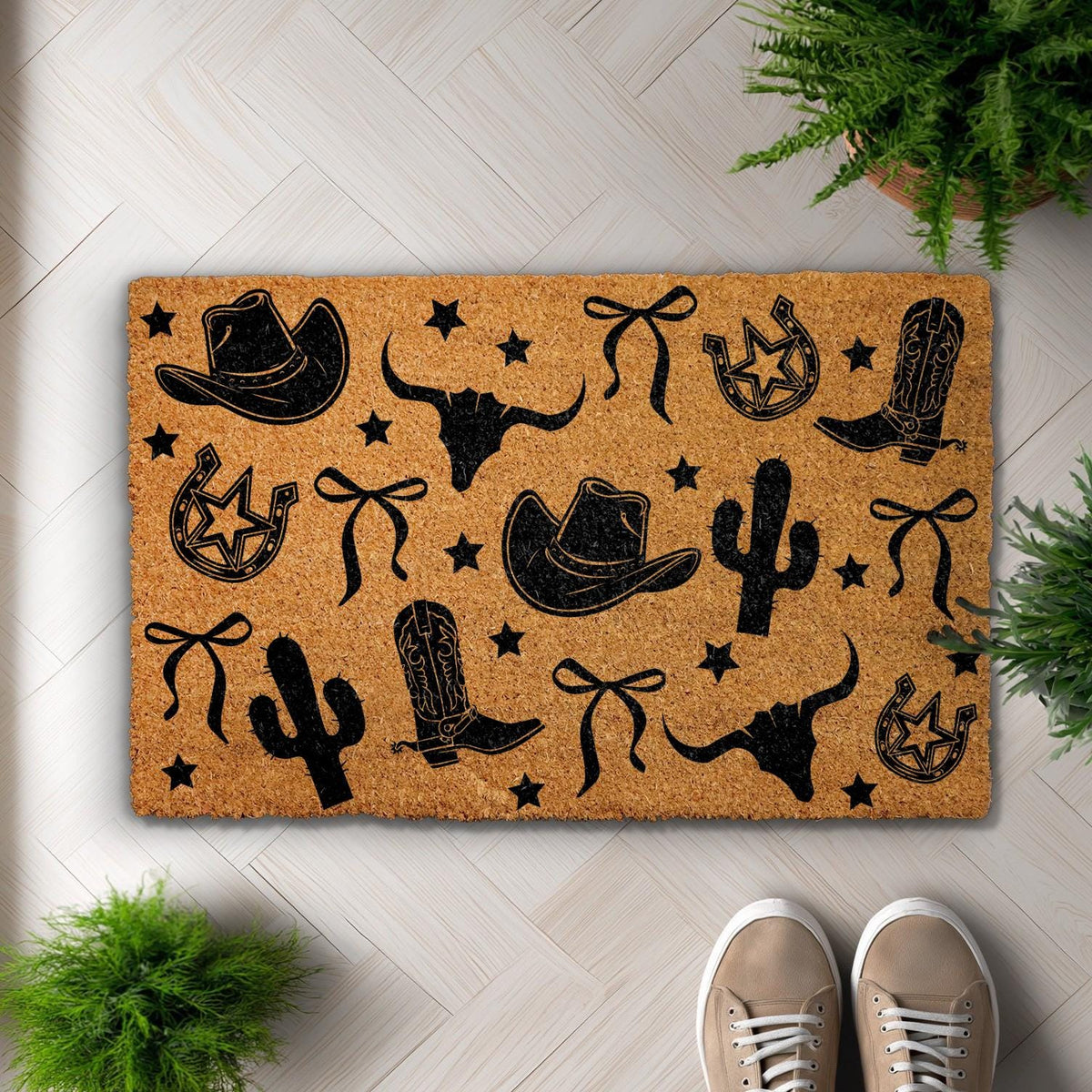Western Style Doormat, Rustic Cowboy Cowgirl Welcome Mat