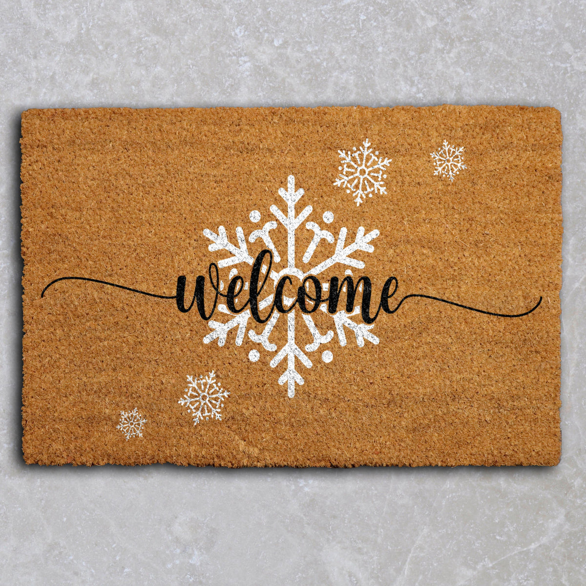 Snowflake Welcome Doormat, Winter Door Mat, Cute Christmas Front Porch Decor