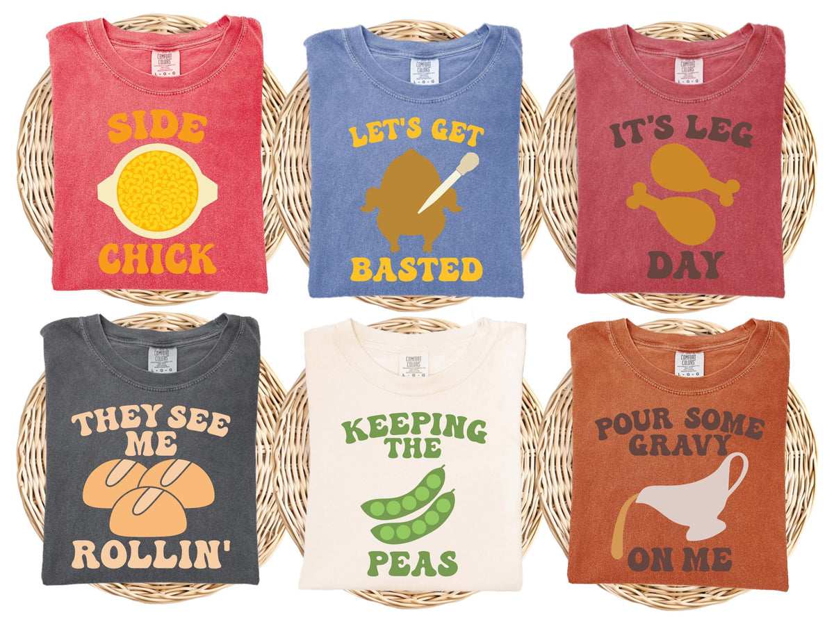 Humorous Thanksgiving Comfort Colors® T-Shirts, Fall Season Family Matching Shirts, Thanksgiving Dinner Group Tees, Pumpkin Season Crewneck
