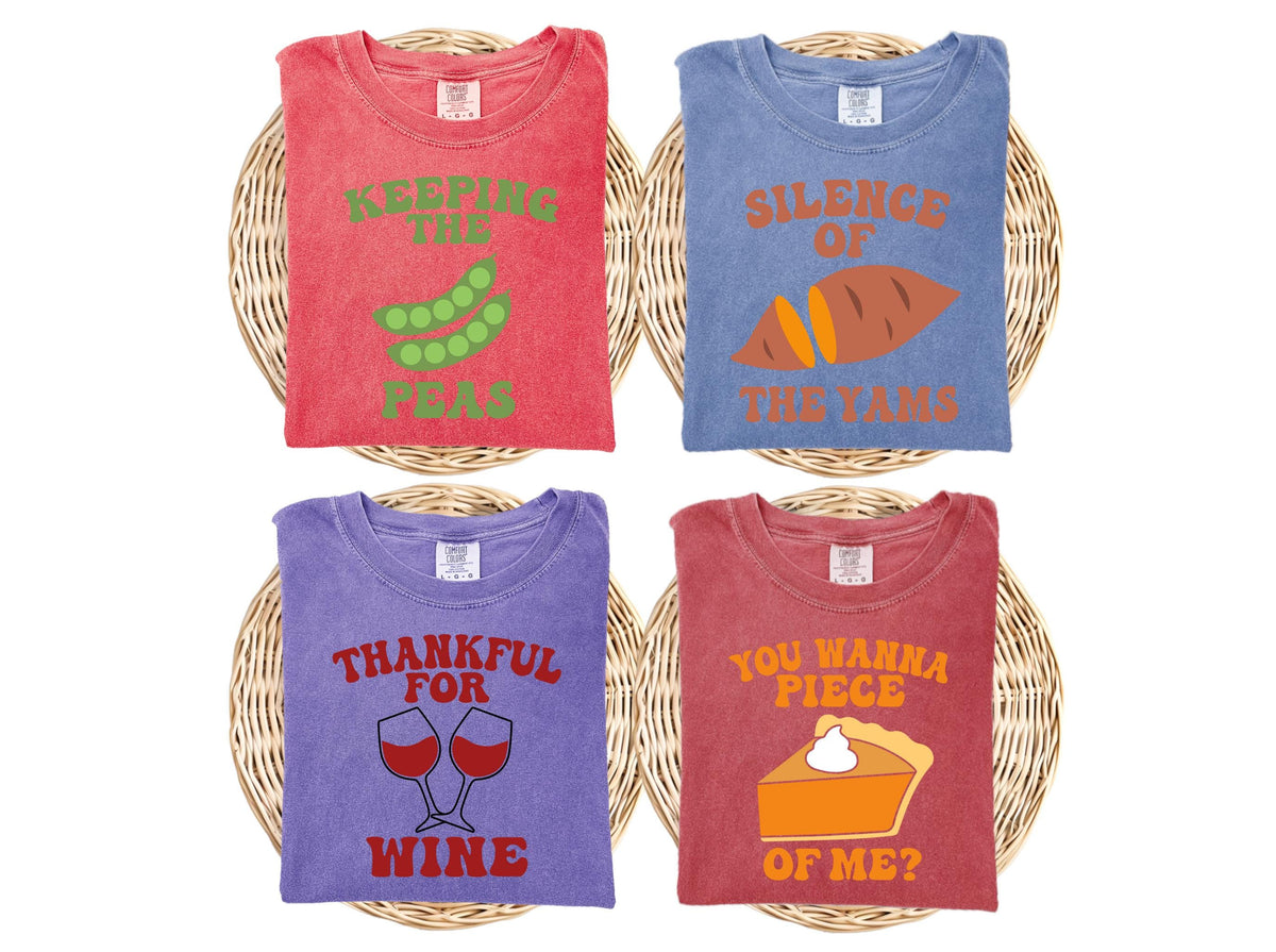 Humorous Thanksgiving Comfort Colors® T-Shirts, Fall Season Family Matching Shirts, Thanksgiving Dinner Group Tees, Pumpkin Season Crewneck