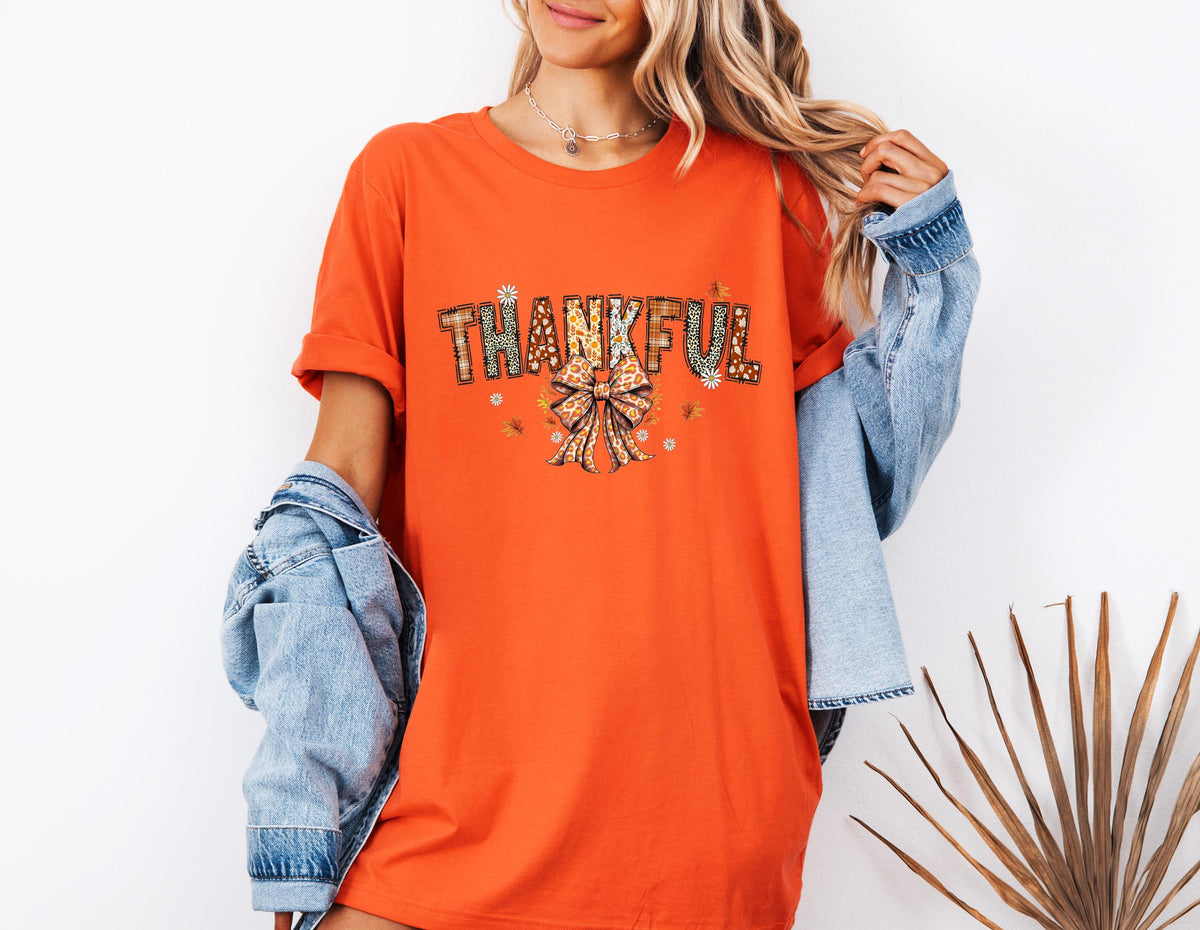 Thankful T-Shirt, Thanksgiving Vibes Shirt, Coquette Fall Sweatshirt, Fall Autumn Gift, Pumpkin Season Hoodie