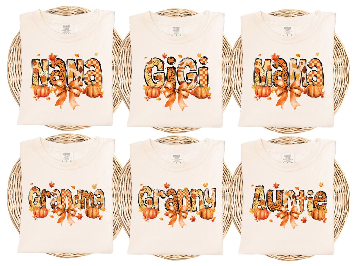 Fall Mama and Grandma Comfort Colors® T-Shirts, Fall Season Family Matching Shirts, Women Thanksgiving Tees, Autumn Pumpkin Season Crewneck