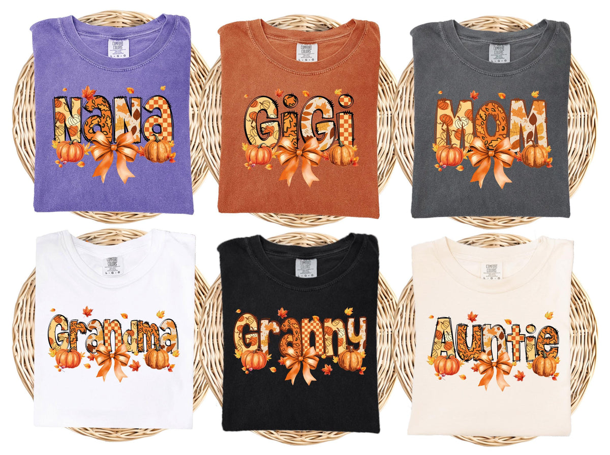 Fall Mama and Grandma Comfort Colors® T-Shirts, Fall Season Family Matching Shirts, Women Thanksgiving Tees, Autumn Pumpkin Season Crewneck