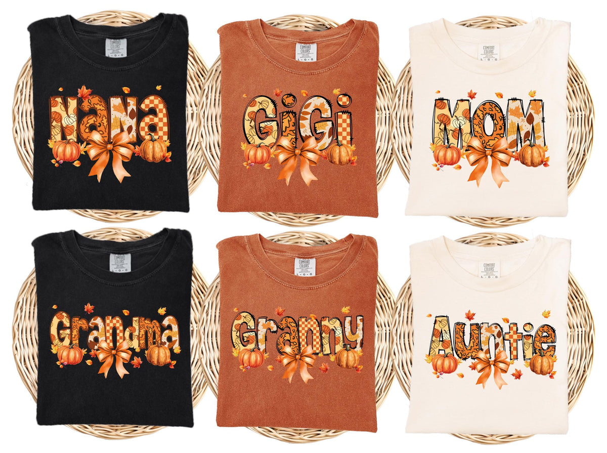 Fall Mama and Grandma Comfort Colors® T-Shirts, Fall Season Family Matching Shirts, Women Thanksgiving Tees, Autumn Pumpkin Season Crewneck