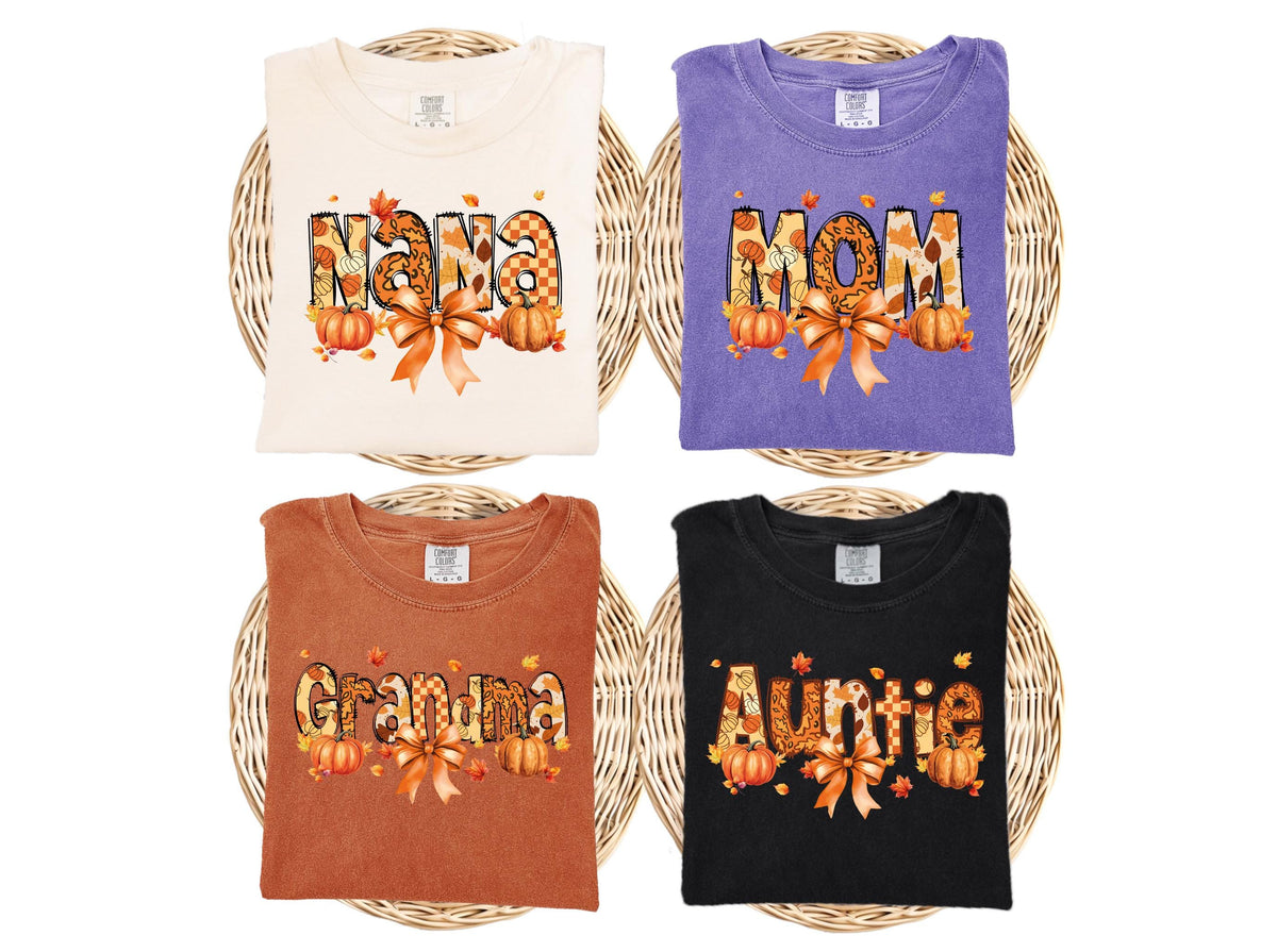 Fall Mama and Grandma Comfort Colors® T-Shirts, Fall Season Family Matching Shirts, Women Thanksgiving Tees, Autumn Pumpkin Season Crewneck