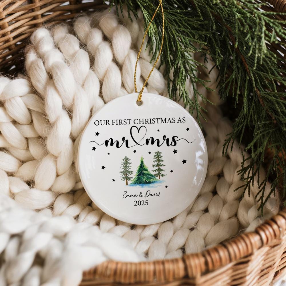 Personalized Our First Christmas As Mr. & Mrs. Ornament, Newly Wedded Couple Christmas Keepsake