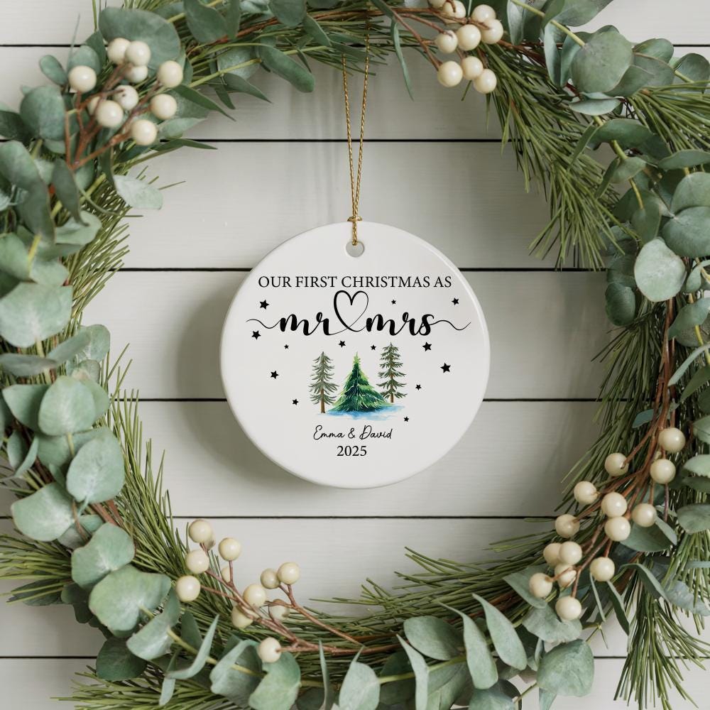 Personalized Our First Christmas As Mr. & Mrs. Ornament, Newly Wedded Couple Christmas Keepsake