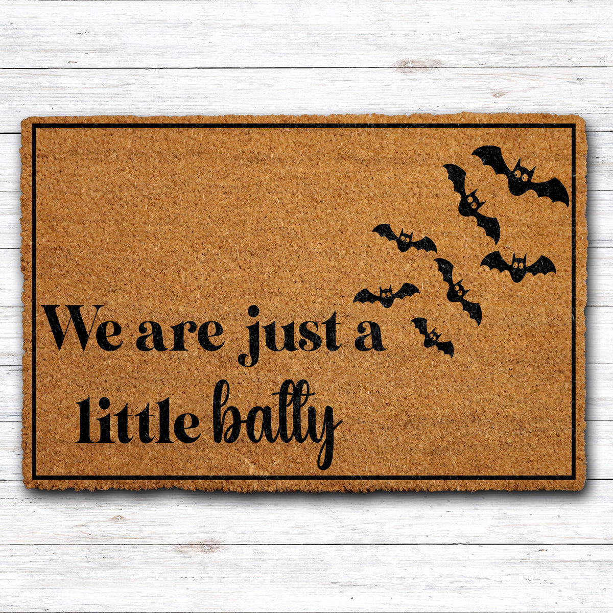 We Are Just a Little Batty Doormat, Gothic Fall Home Decor, Bat Front Porch Coir Rug