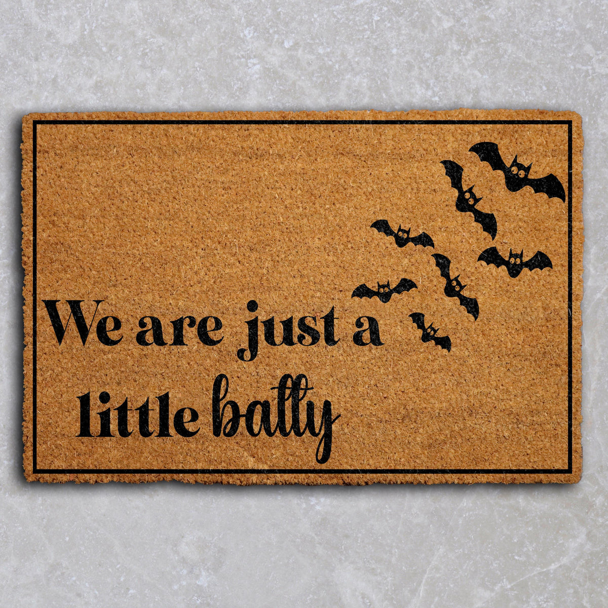 We Are Just a Little Batty Doormat, Gothic Fall Home Decor, Bat Front Porch Coir Rug