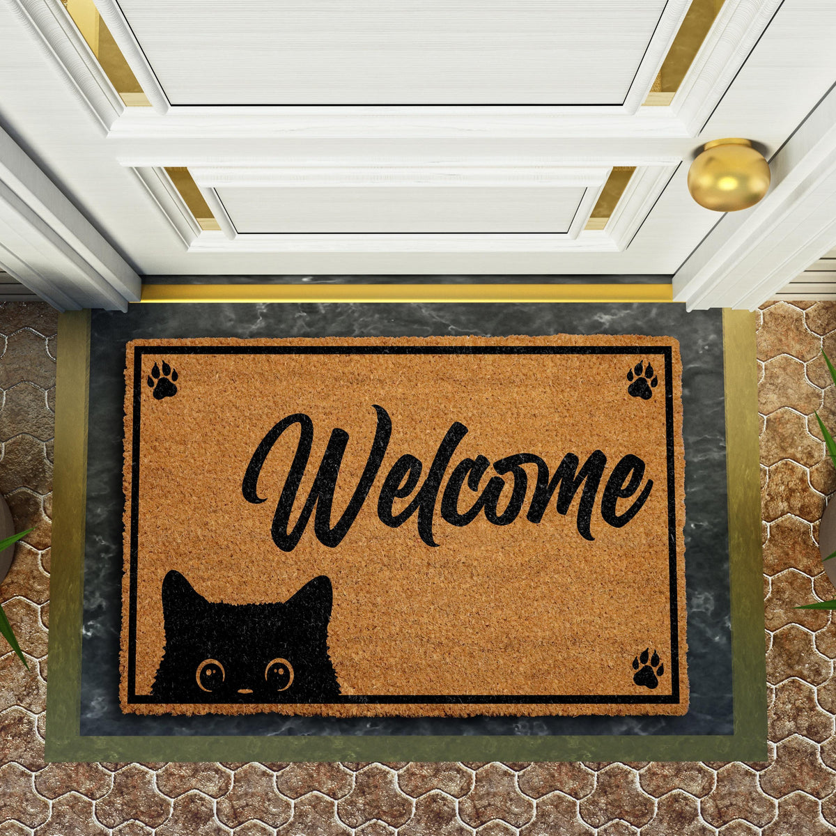 Cat Doormat, Funny Cat Welcome Mat, Peeking Cat Lover Home Decor, Cute Housewarming Gift