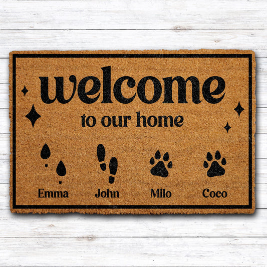 Custom Family & Pet Name Doormat, Welcome To Our Home Door Mat
