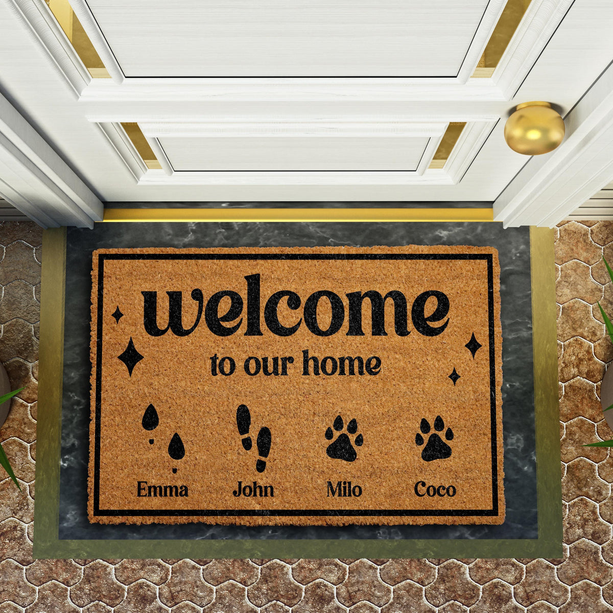 Custom Family & Pet Name Doormat, Welcome To Our Home Door Mat