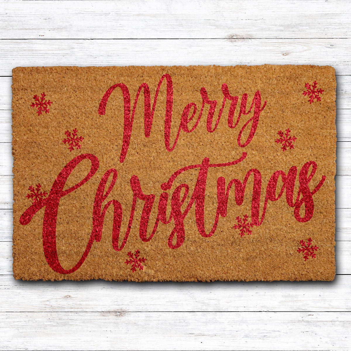 Merry Christmas Welcome Mat, Cute Xmas Porch Rug, Holiday Season Home Decor, Festive Doormat