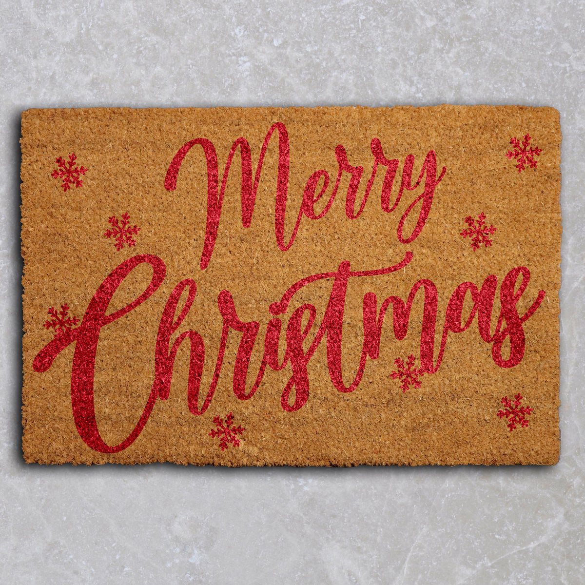 Merry Christmas Welcome Mat, Cute Xmas Porch Rug, Holiday Season Home Decor, Festive Doormat