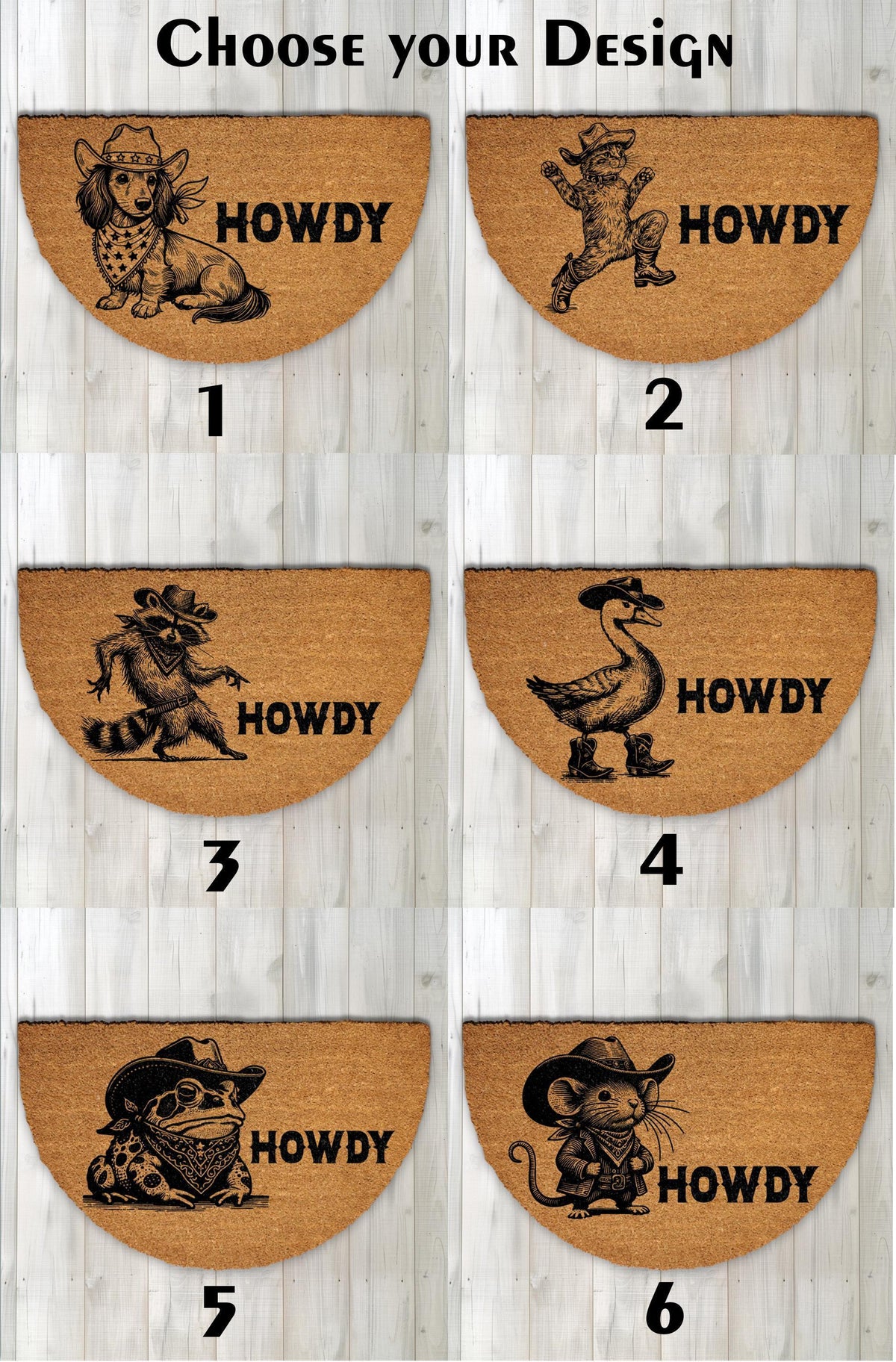 Howdy Cowboy Animal Doormat, Funny Western Welcome Mat