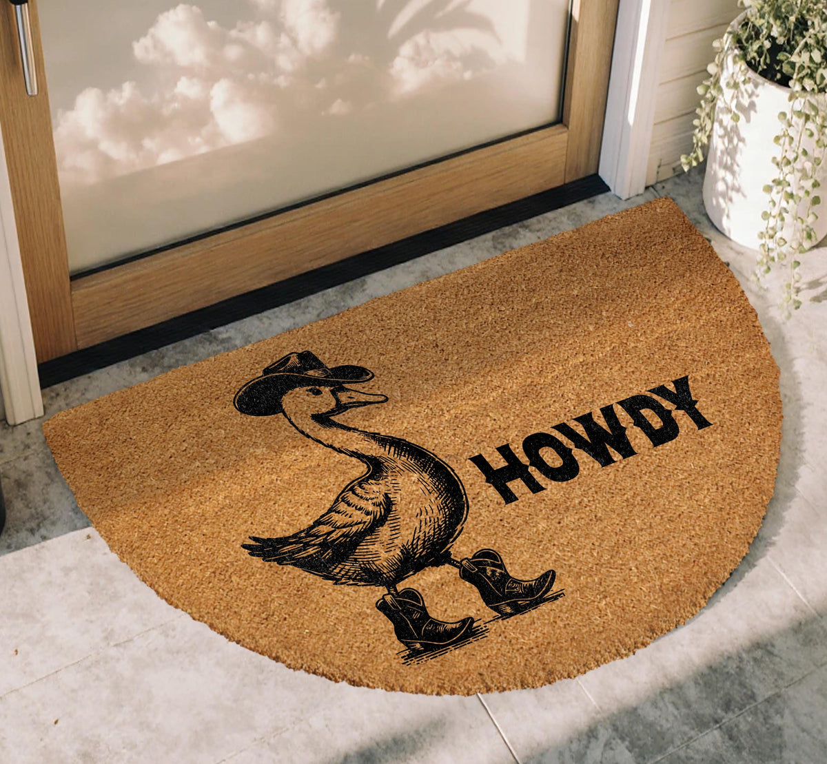 Howdy Cowboy Animal Doormat, Funny Western Welcome Mat