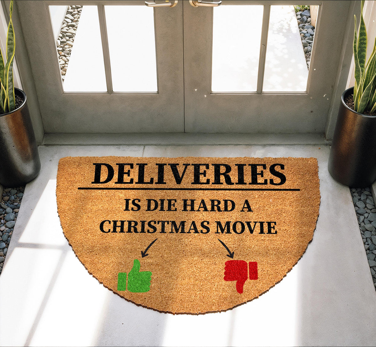 Is Die Hard a Christmas Movie Doormat, Deliveries Welcome Mat, Funny Holiday Home Decor Mat