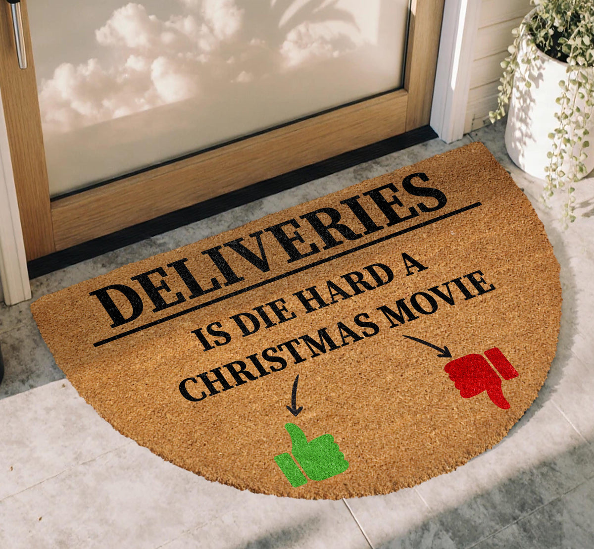 Is Die Hard a Christmas Movie Doormat, Deliveries Welcome Mat, Funny Holiday Home Decor Mat