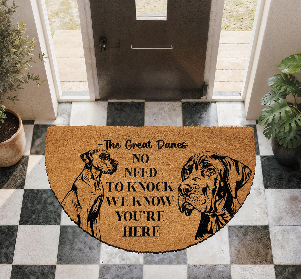 No Need to Knock Doormat, The Great Danes Welcome Mat, Funny Dog Home Decor