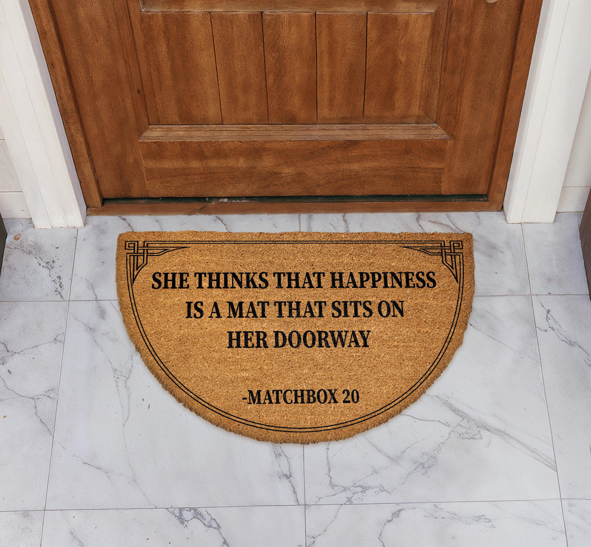 She Thinks That Happiness Is a Mat Doormat, Iconic Song Lyric Welcome Mat