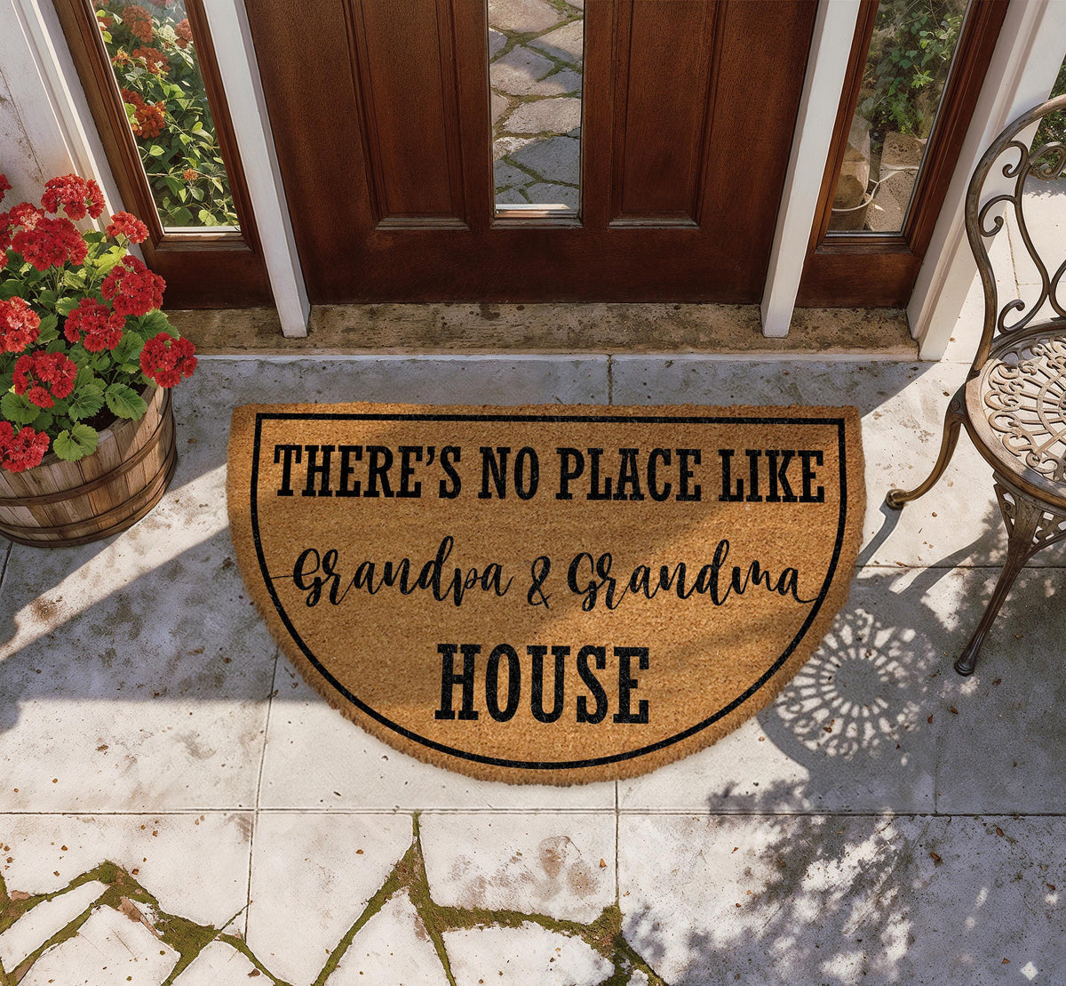 There's No Place Like Grandma and Grandpa's House Doormat, Custom Grandparents Welcome Mat