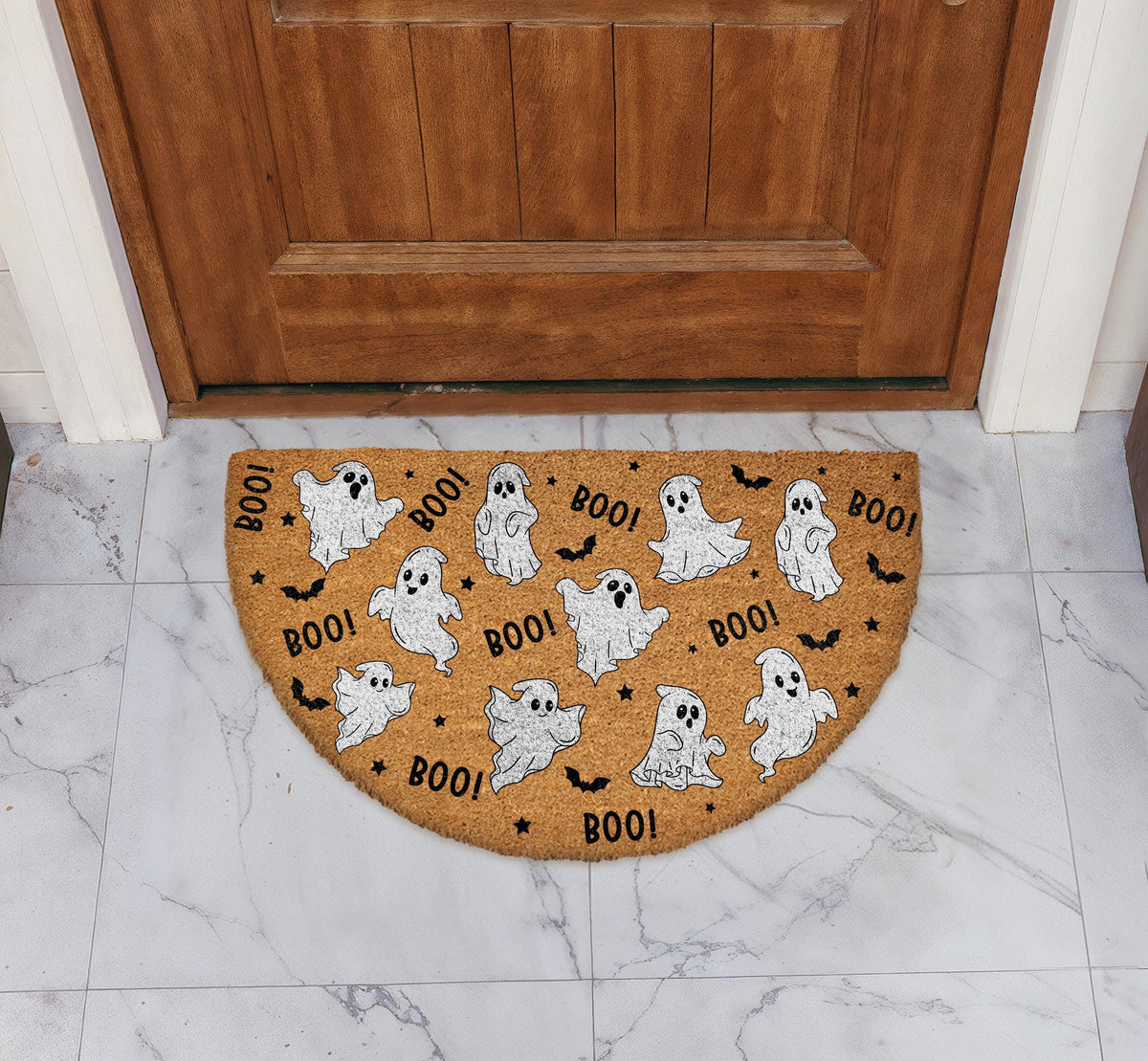 Ghost Doormat, Boo Welcome Mat, Halloween Home Entrance Mat, Spooky Bats Door Mat
